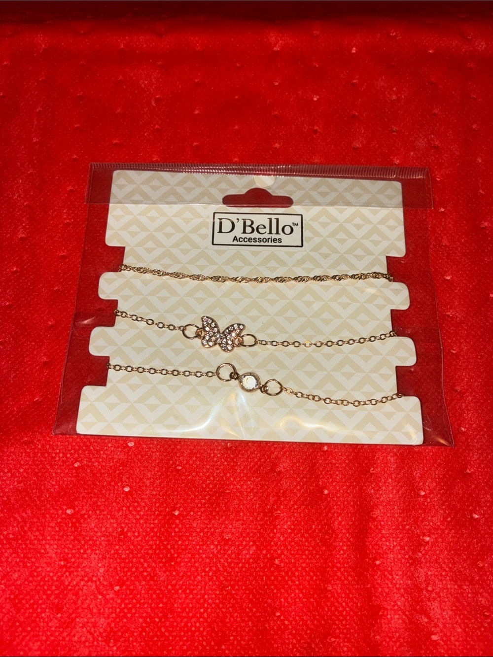 Rose Gold Butterfly & Crystal Layered Bracelet Set - Rose Gold